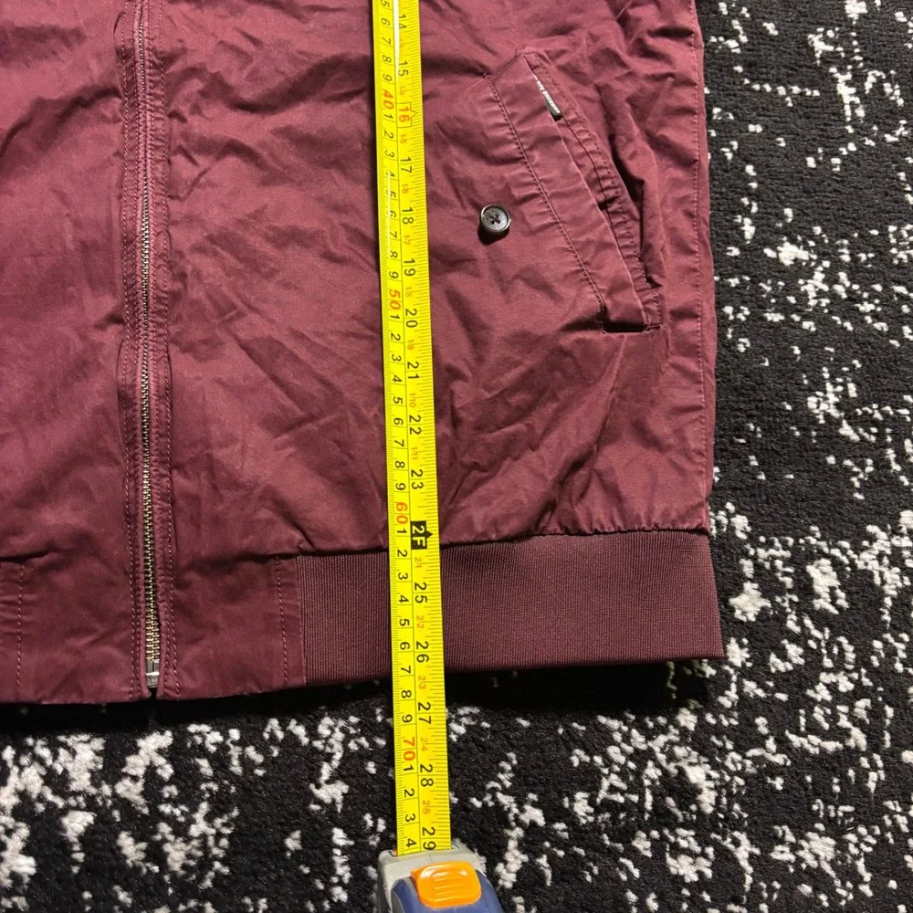 Ben Sherman Mens Harrington Jacket Burgundy Red Gingham Lined Full Zip Large
